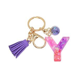 Y Keychain  with Charms Resin Glitter Sparkle